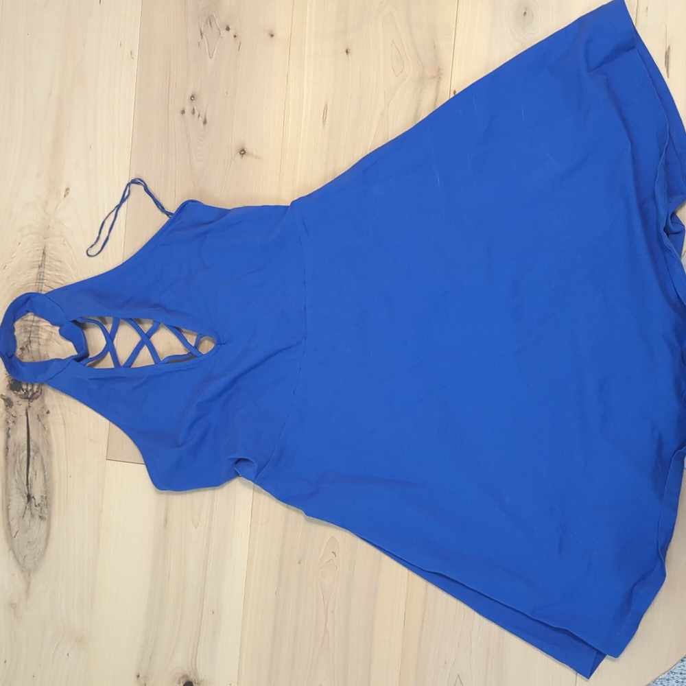 Express Blue Strappy Sleeveless Halter Mini A-Line Dress Women's small